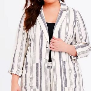 Torrid Cream & Black Stripe Linen Blazer